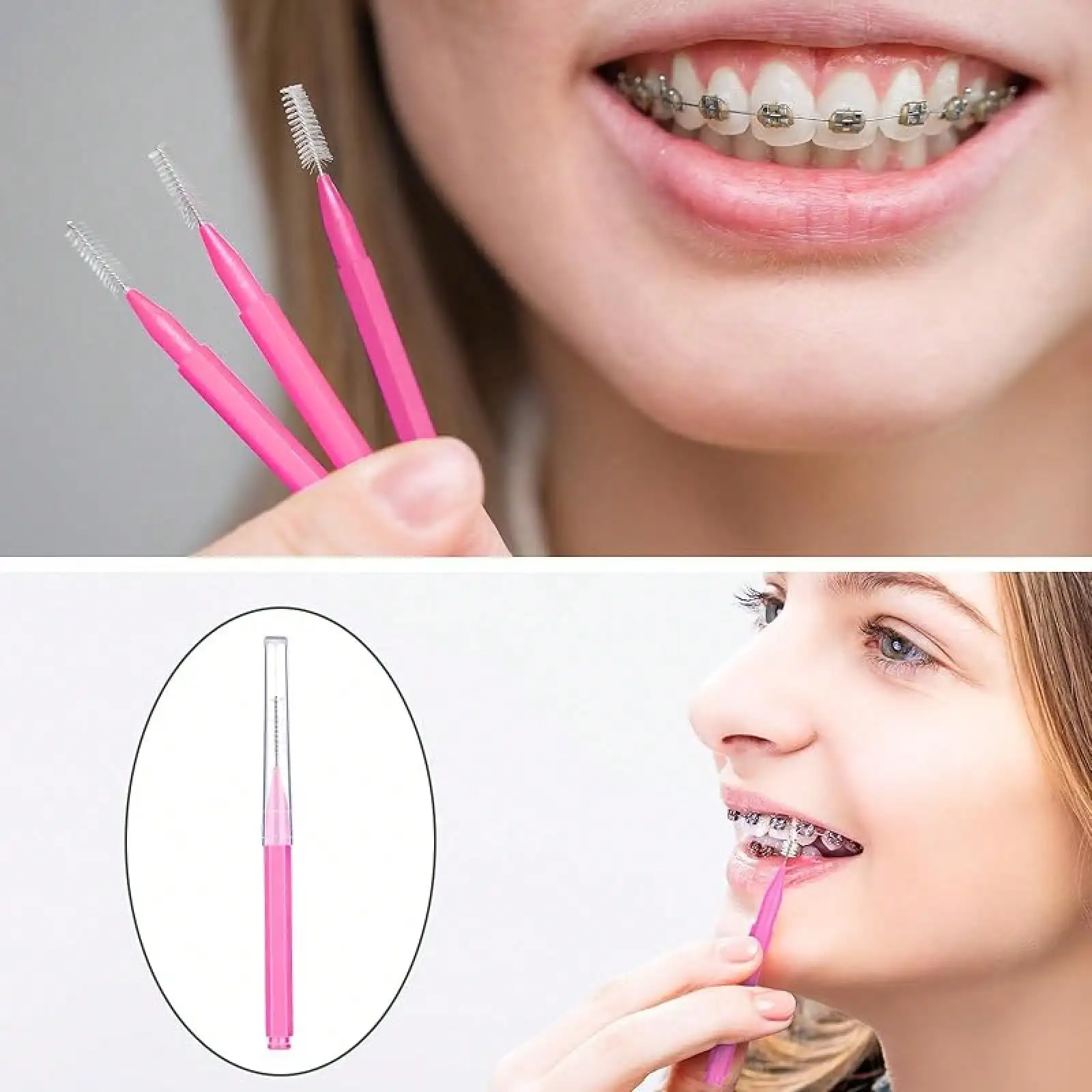 100Pcs Interdental Brush Toothpick Dental Tooth Flossing Head Oral Dental Hygiene Flosser Cleaners Tooth Cleaning Tool