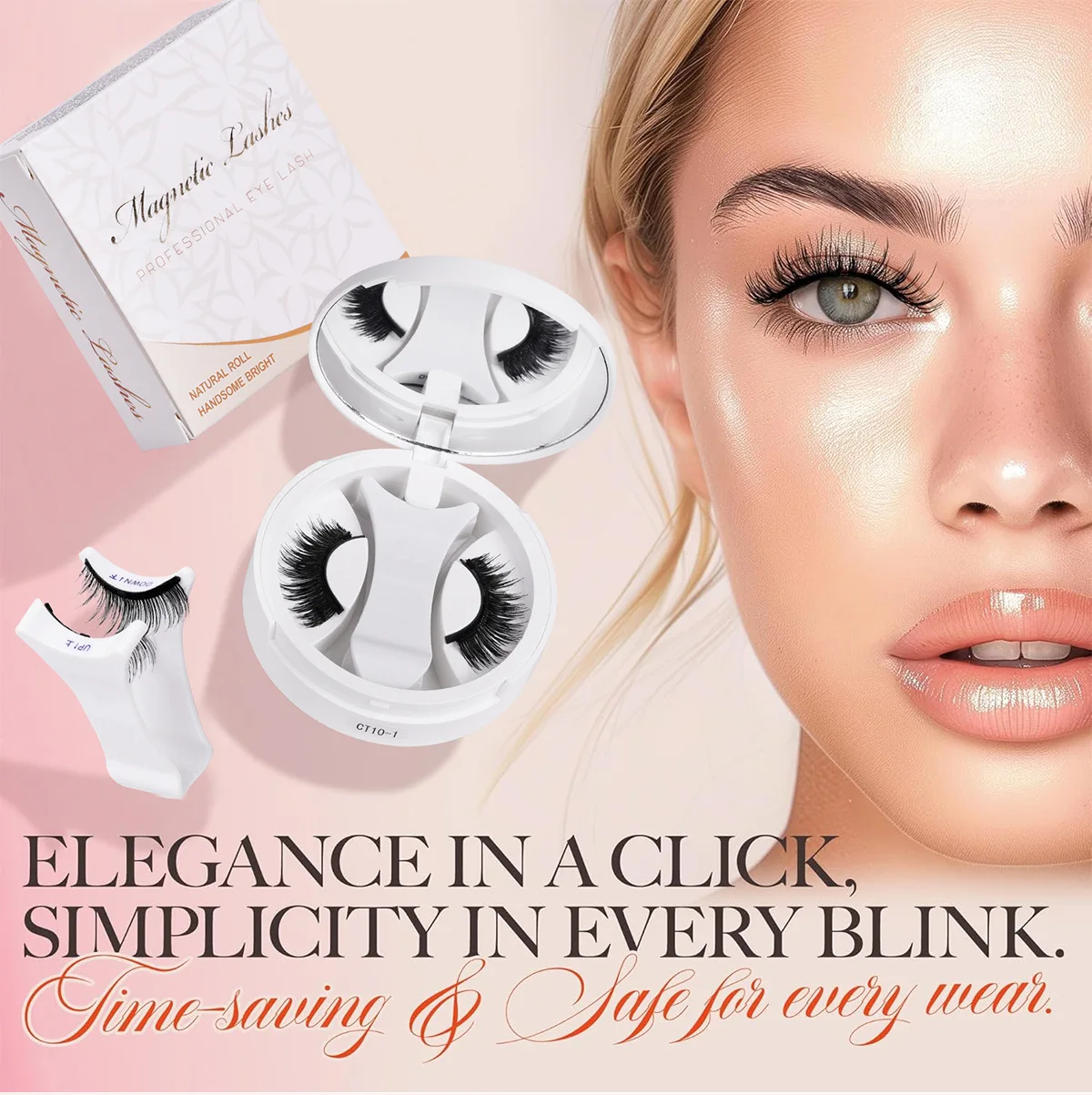 Magnetic Fake Eyelashes Set Reusable 3D Glue-free Waterproof Natural False Eyelashes With Travel-friendly Applicator
