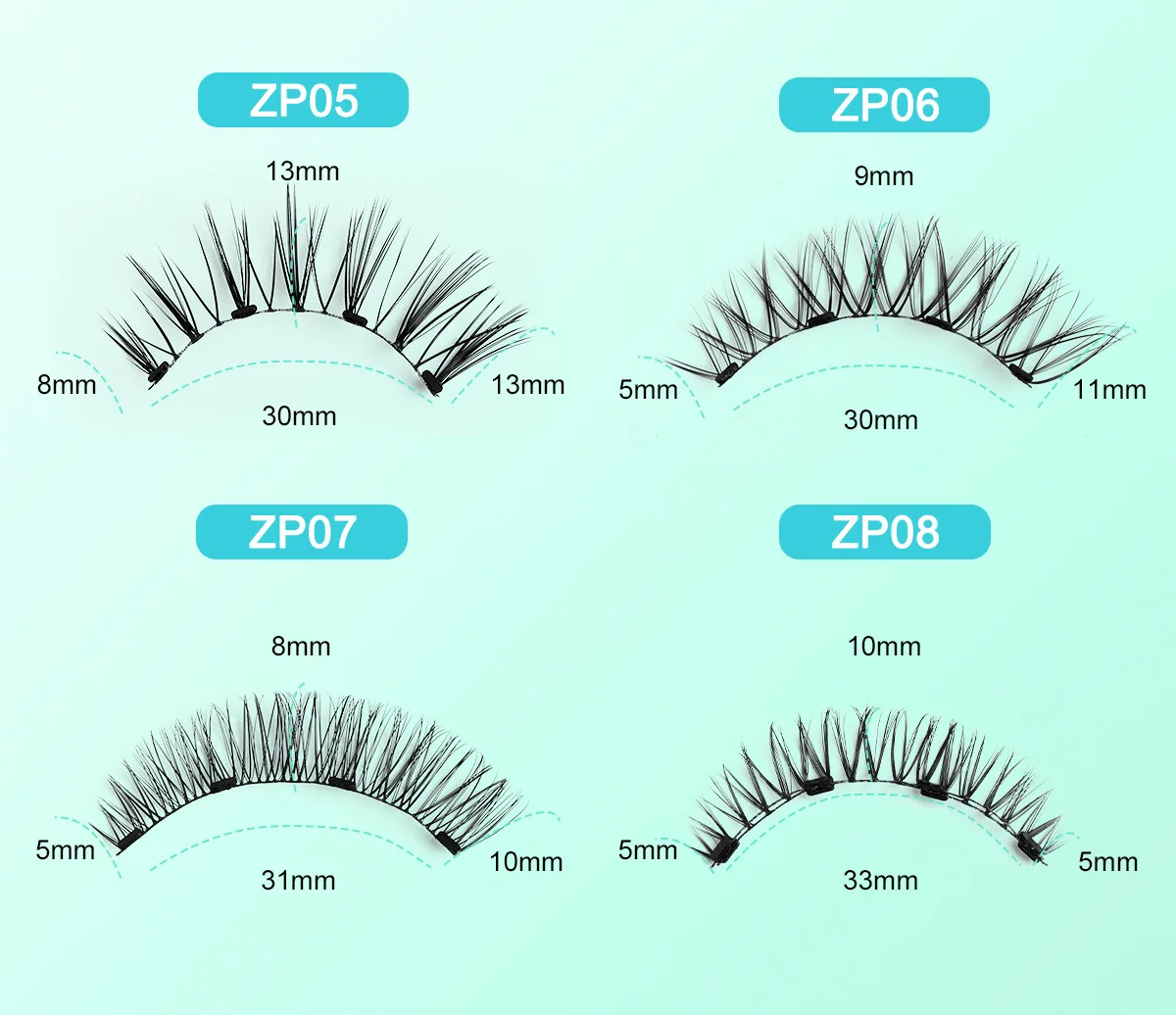Magnetic Fake Eyelashes Set Reusable 3D Glue-free Waterproof Natural False Eyelashes With Travel-friendly Applicator