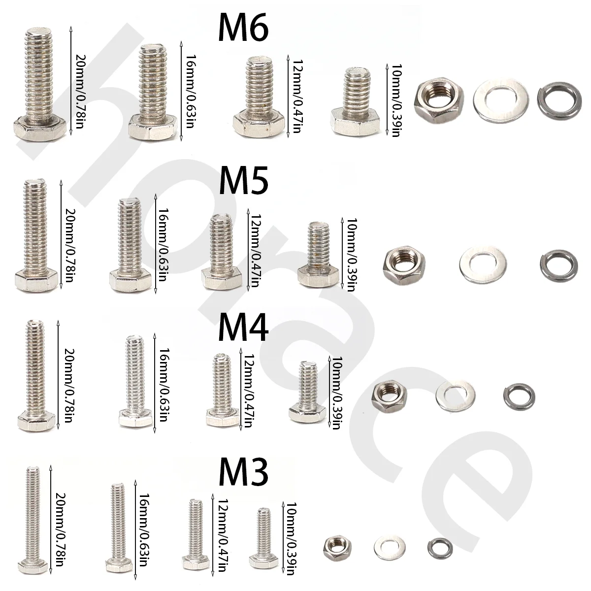 860pcs Stainless Steel Hex Head Bolt Assortment Kit w/Nuts+Washers+Springs - M3-M6 DIN933 Grade 8.8/10.9, A2/A4 Marine Grade