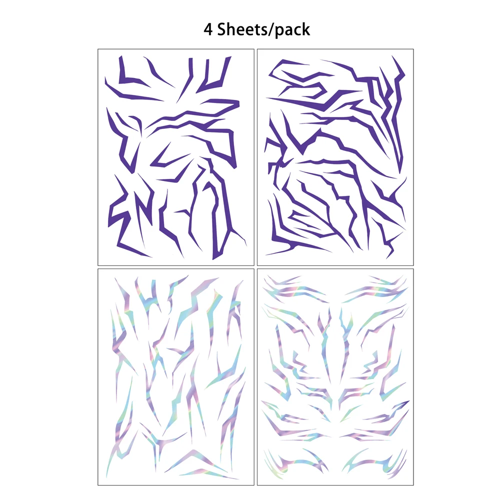 4 Sheets Waterproof Huntrix Temporary Tattoos for Women Men Face Body Art Blacklight Party Cosplay Body Stickers for Performance