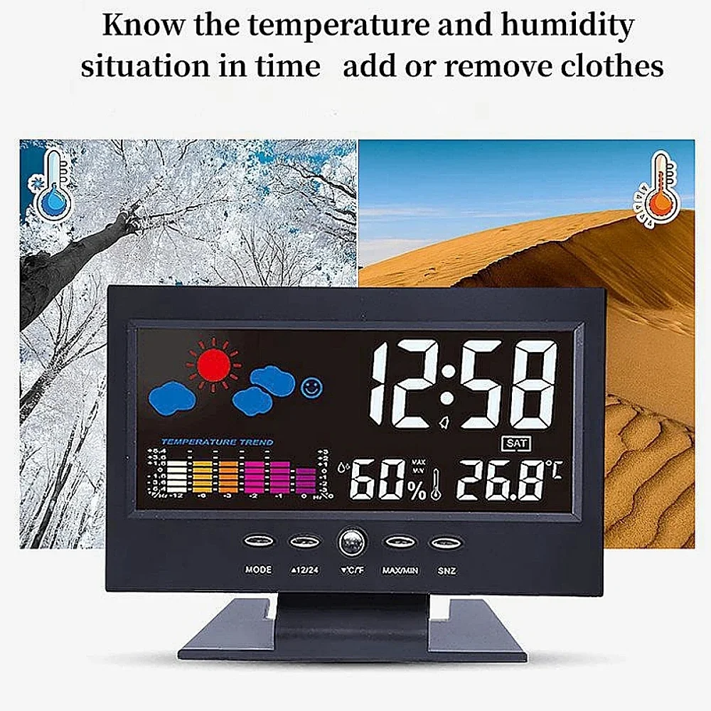 Multi-functional Weather Station Clock Thermometer Hygrometer Calendar Digital LCD Display Temperature and Humidity Meter