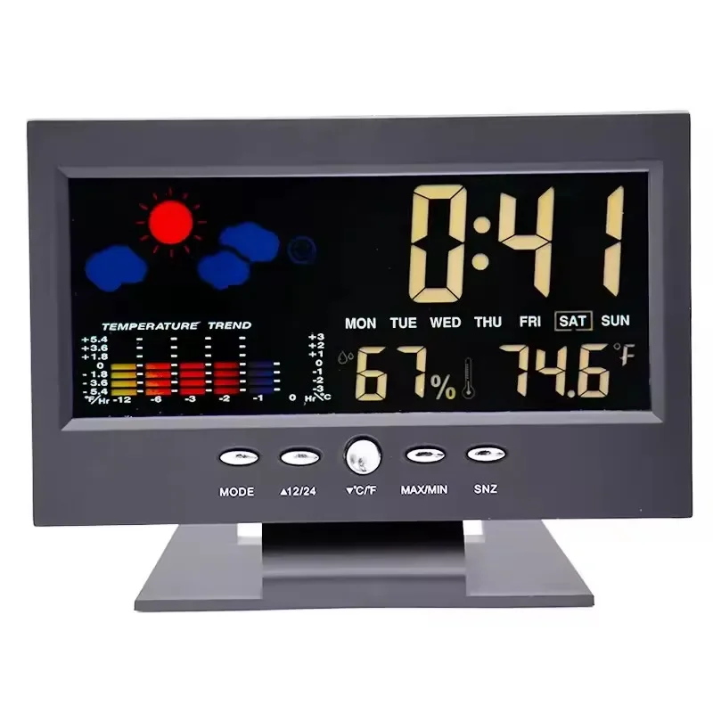 Multi-functional Weather Station Clock Thermometer Hygrometer Calendar Digital LCD Display Temperature and Humidity Meter