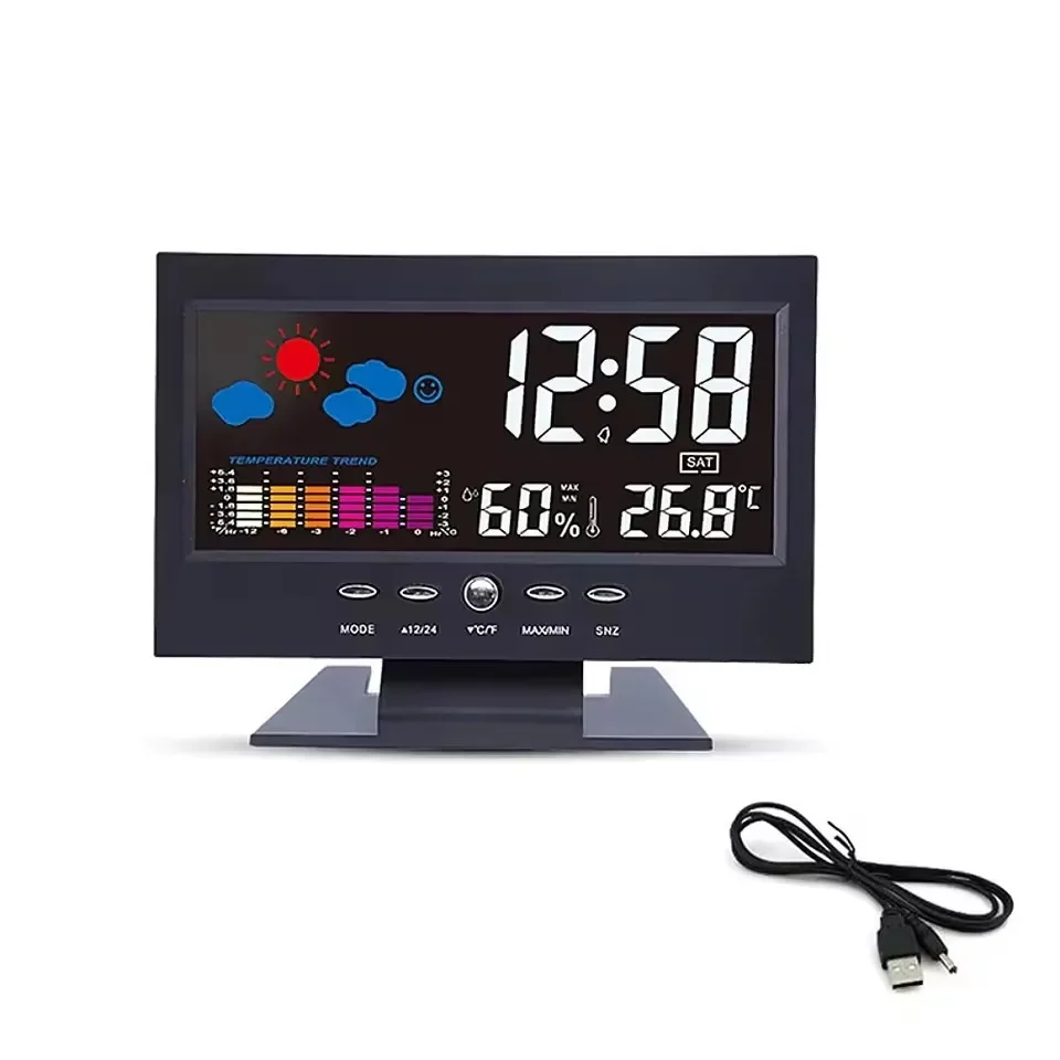 Multi-functional Weather Station Clock Thermometer Hygrometer Calendar Digital LCD Display Temperature and Humidity Meter