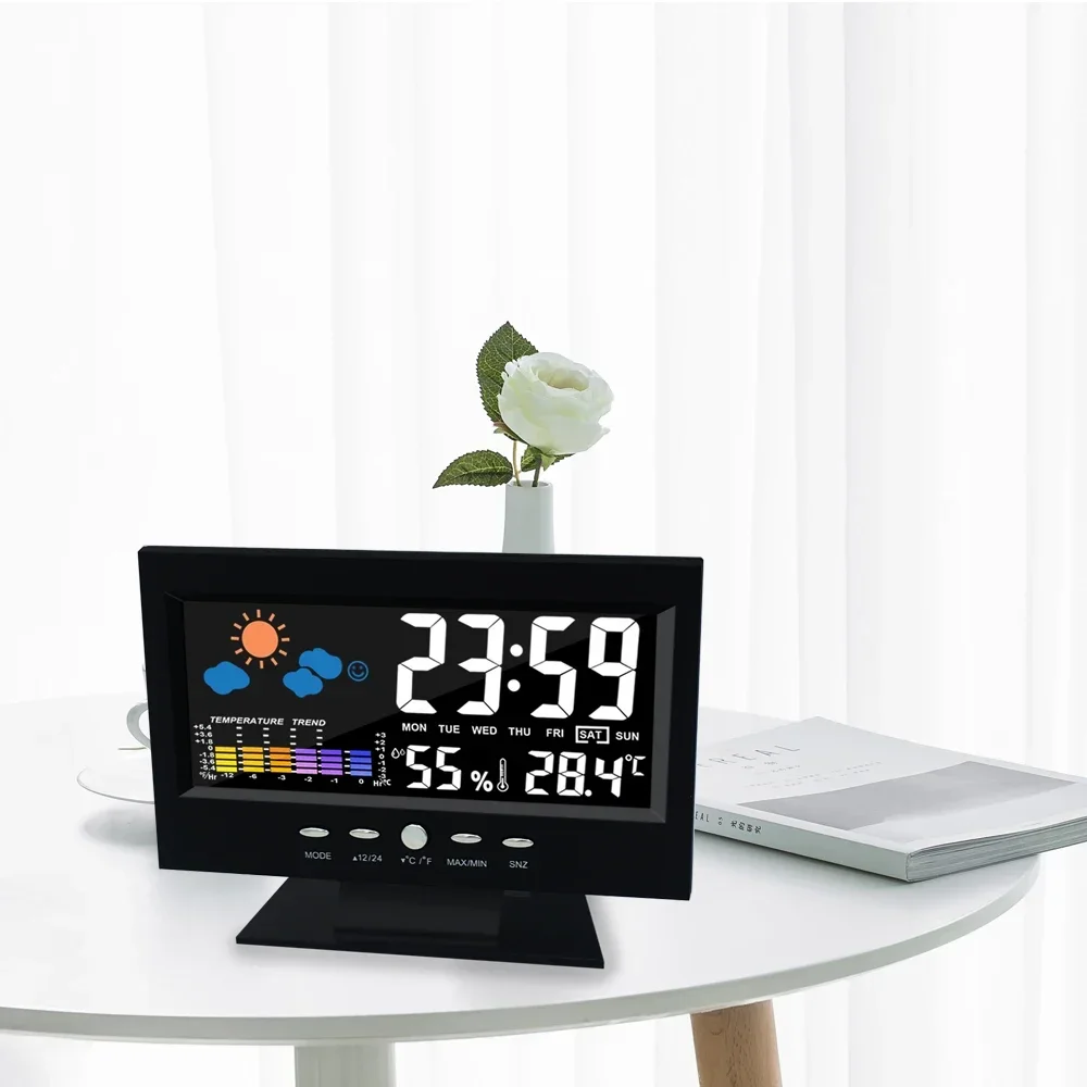 Multi-functional Weather Station Clock Thermometer Hygrometer Calendar Digital LCD Display Temperature and Humidity Meter