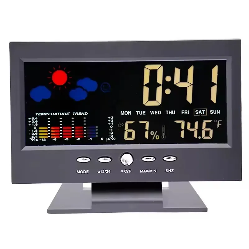 Multi-functional Weather Station Clock Thermometer Hygrometer Calendar Digital LCD Display Temperature and Humidity Meter