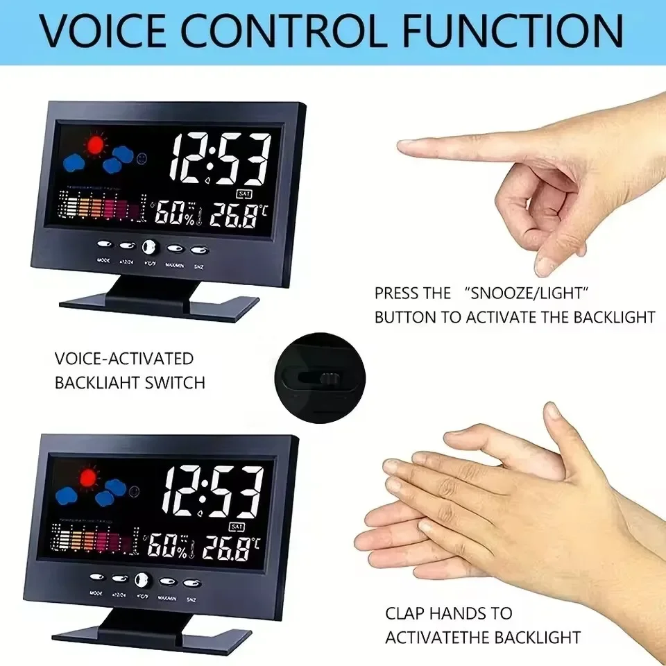 Multi-functional Weather Station Clock Thermometer Hygrometer Calendar Digital LCD Display Temperature and Humidity Meter