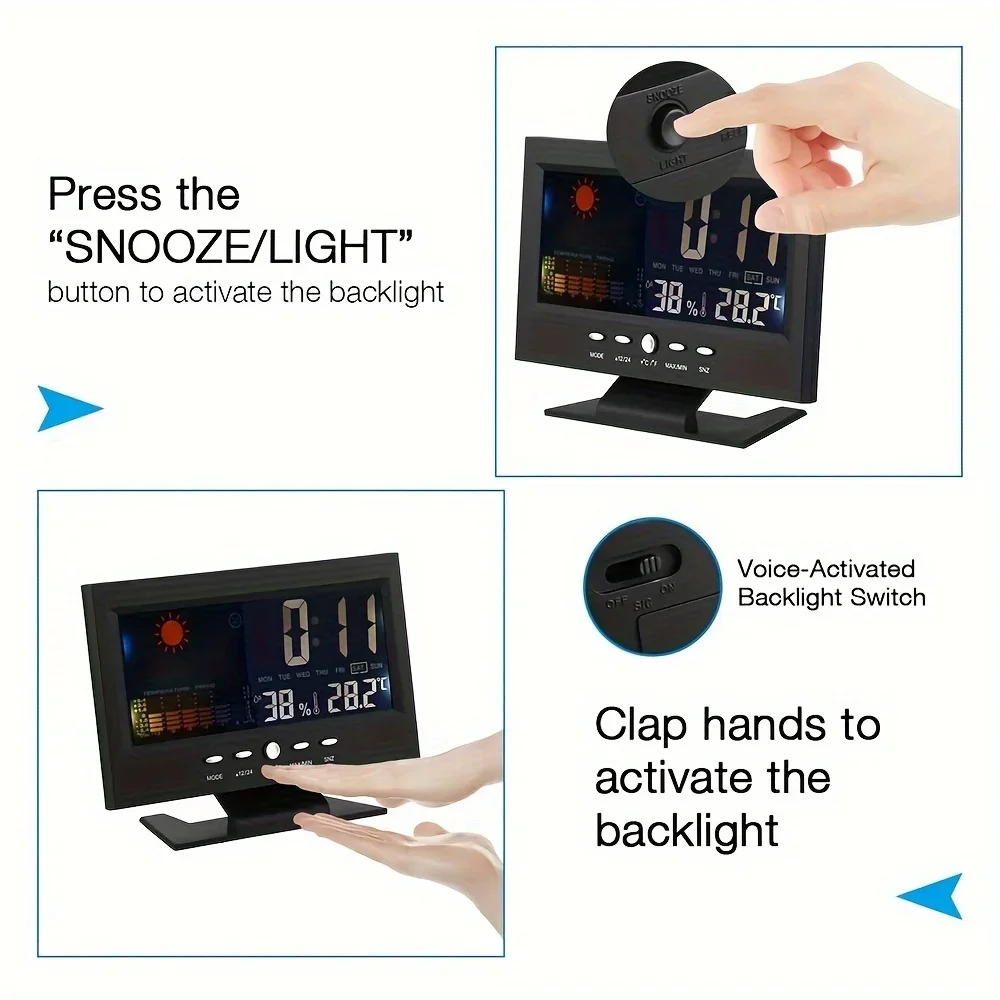 Multi-functional Weather Station Clock Thermometer Hygrometer Calendar Digital LCD Display Temperature and Humidity Meter