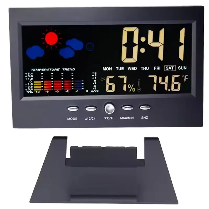 Multi-functional Weather Station Clock Thermometer Hygrometer Calendar Digital LCD Display Temperature and Humidity Meter