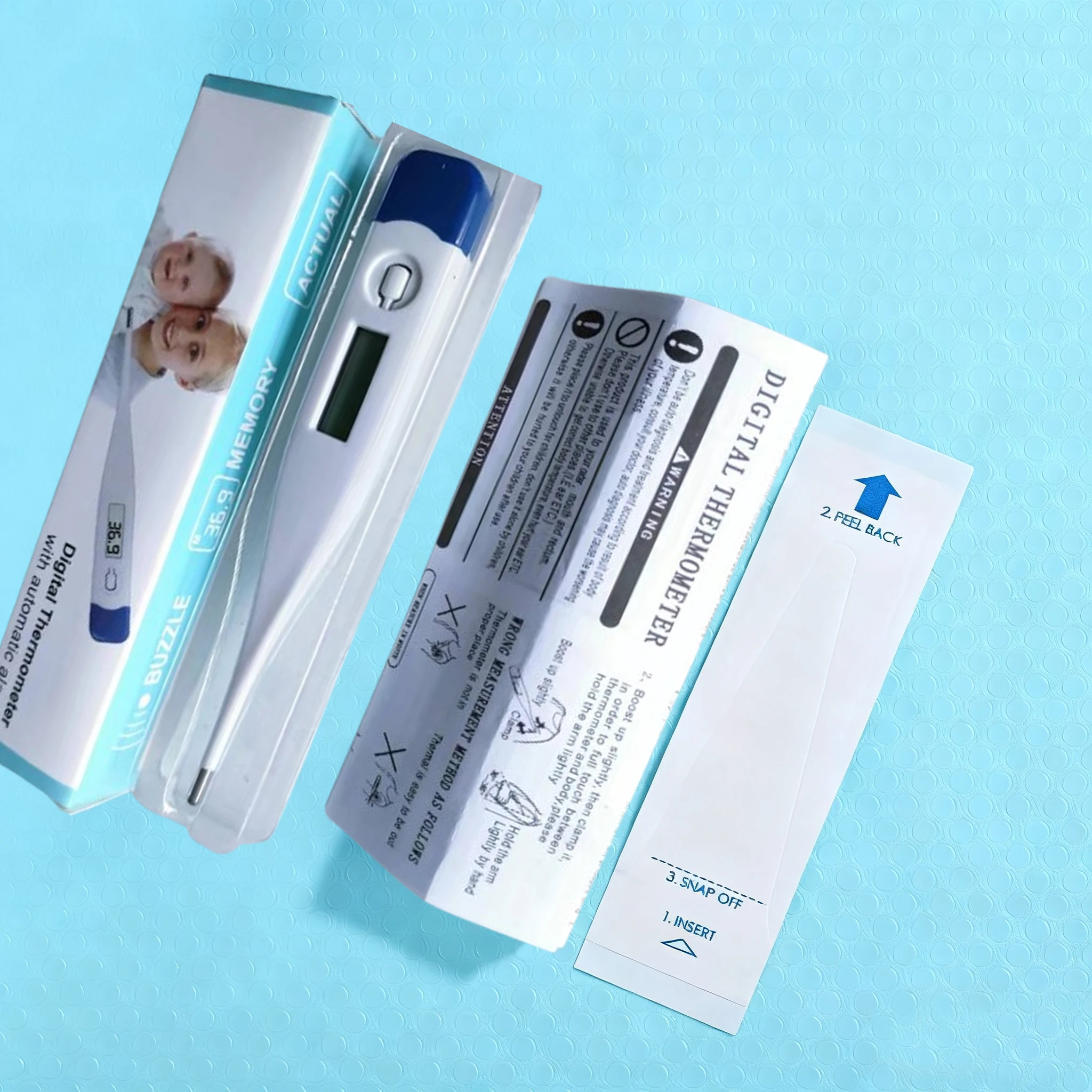 Digital Thermometer kit with Disposable Cover Hygiene Sanitary to Test Oral Ampit Rectal Fever Temperature Thermometers Sleeves