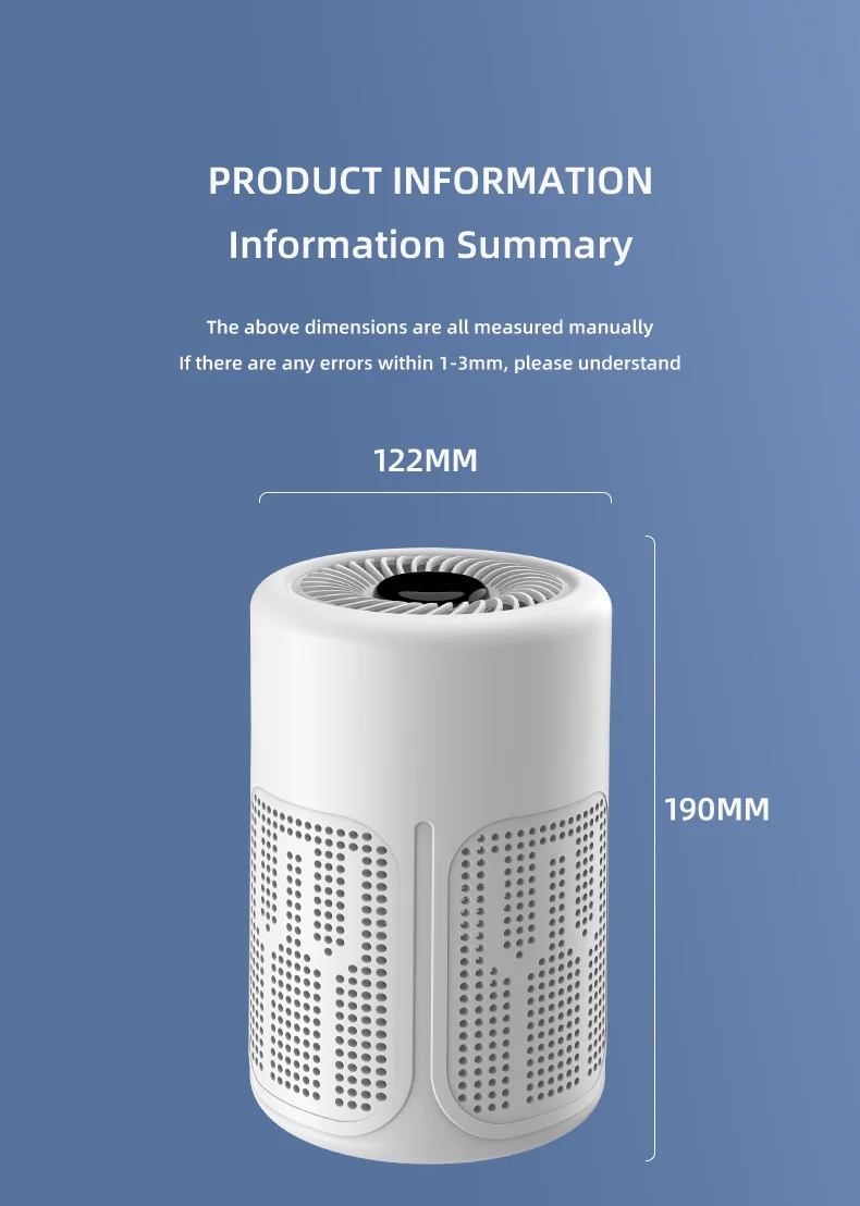 TINSOL New Mini Air Purifier HEPA Filter uses negative ion technology to eliminate formaldehyde odors smoke and dust particles