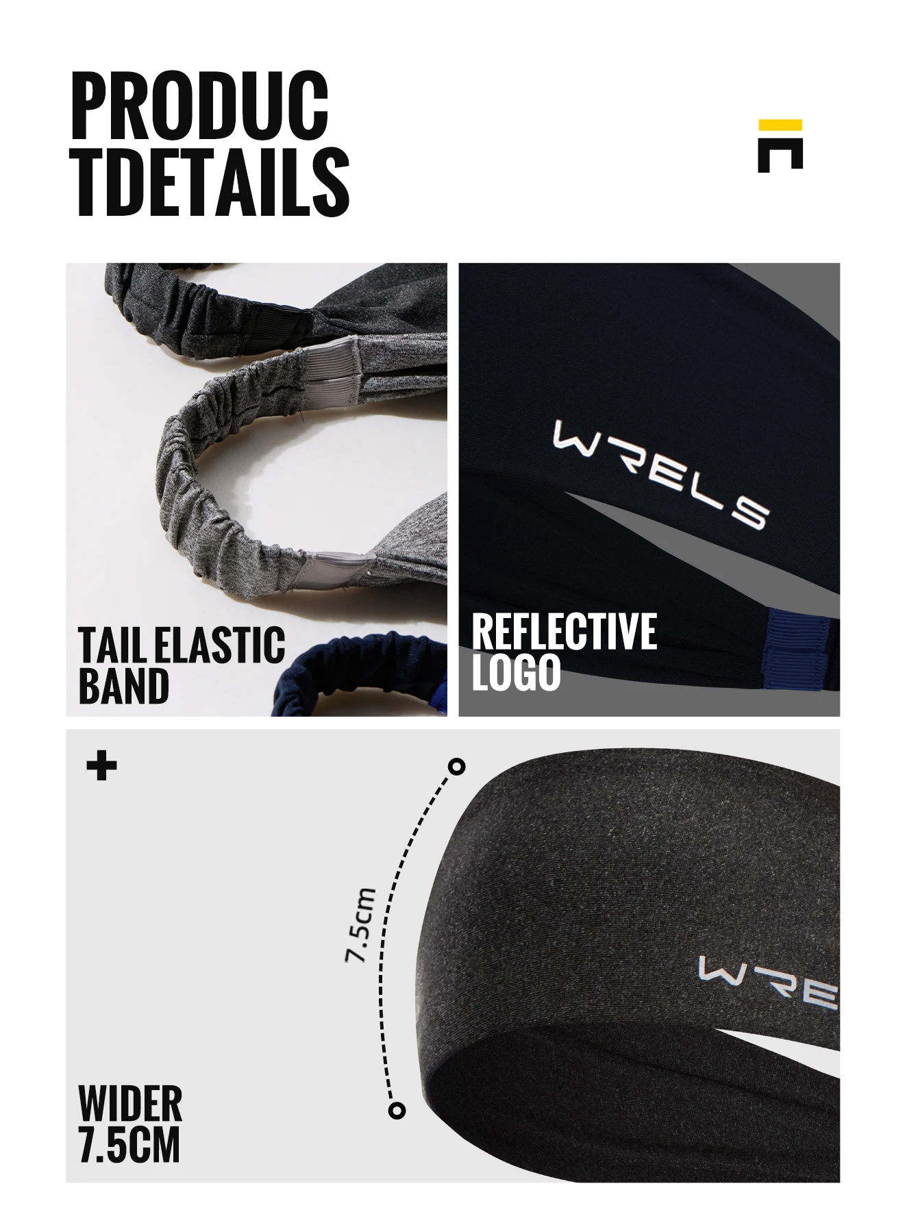WRELS 1/2/3Pcs Sweatband Sports Headband for Men Women Moisture Wicking Workout Headband Sweat Band Non Slip Elastic Hairband