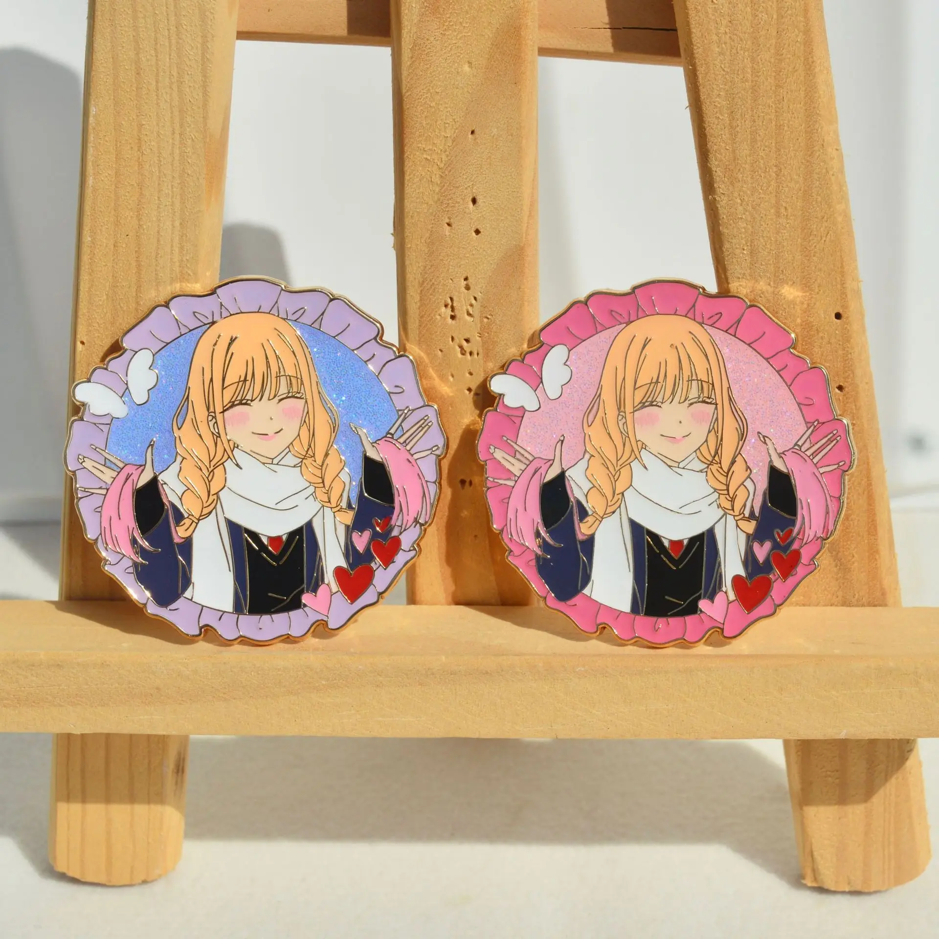 Kitagawa Marin Badges Anime My Dress-Up Darling Metal Pins Pendant Manga Brooches for Backpack Clothing Lapel Cosplay ACG Goods