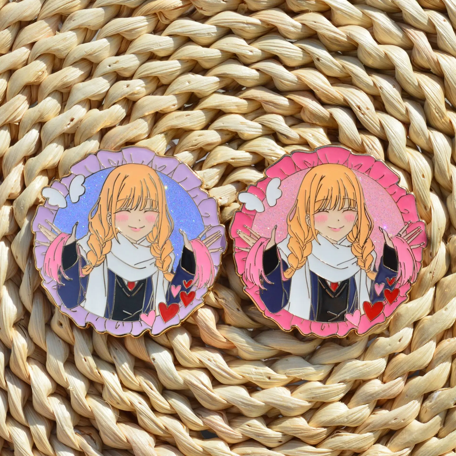 Kitagawa Marin Badges Anime My Dress-Up Darling Metal Pins Pendant Manga Brooches for Backpack Clothing Lapel Cosplay ACG Goods