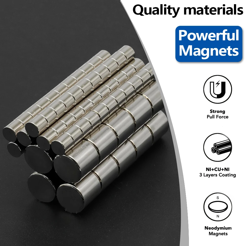 Powerful Neodymium Magnet N35 NdfeB Permanent Magnetic imanes Round Super Strong Fridge Magnets DIY 3x3 5x5 6x6 8x8 10x10mm