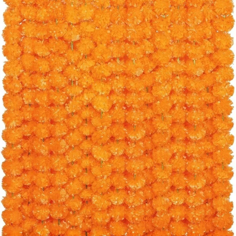 150CM Artificial Marigold Wreath Home Room Decor Dining Table Party Artificial Flower Decoration Wedding Decor Diwali Accessory