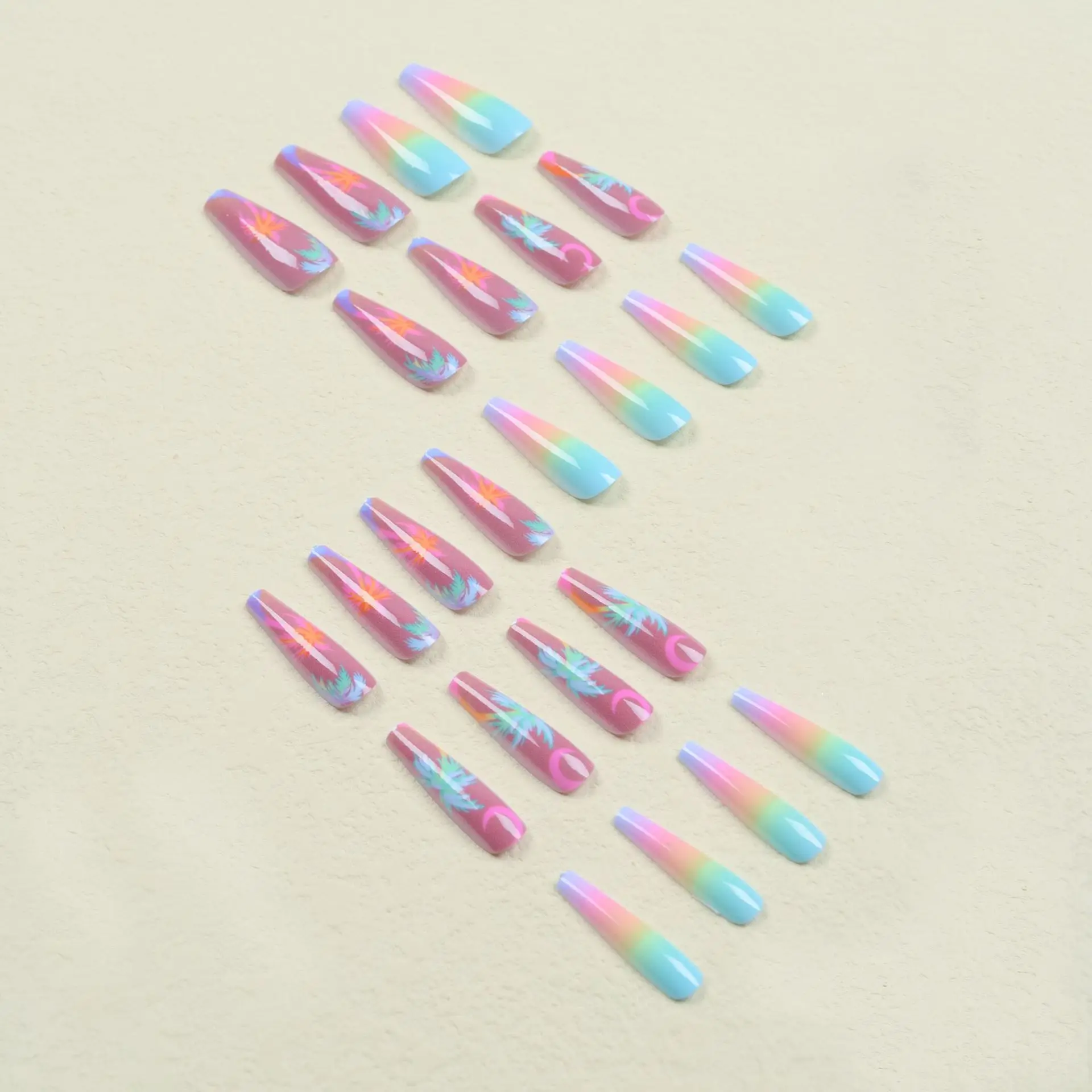 24pcs/set Long Medium short fake nails for women girls cute bow flowers decoration french tips faux ongles press on false nail