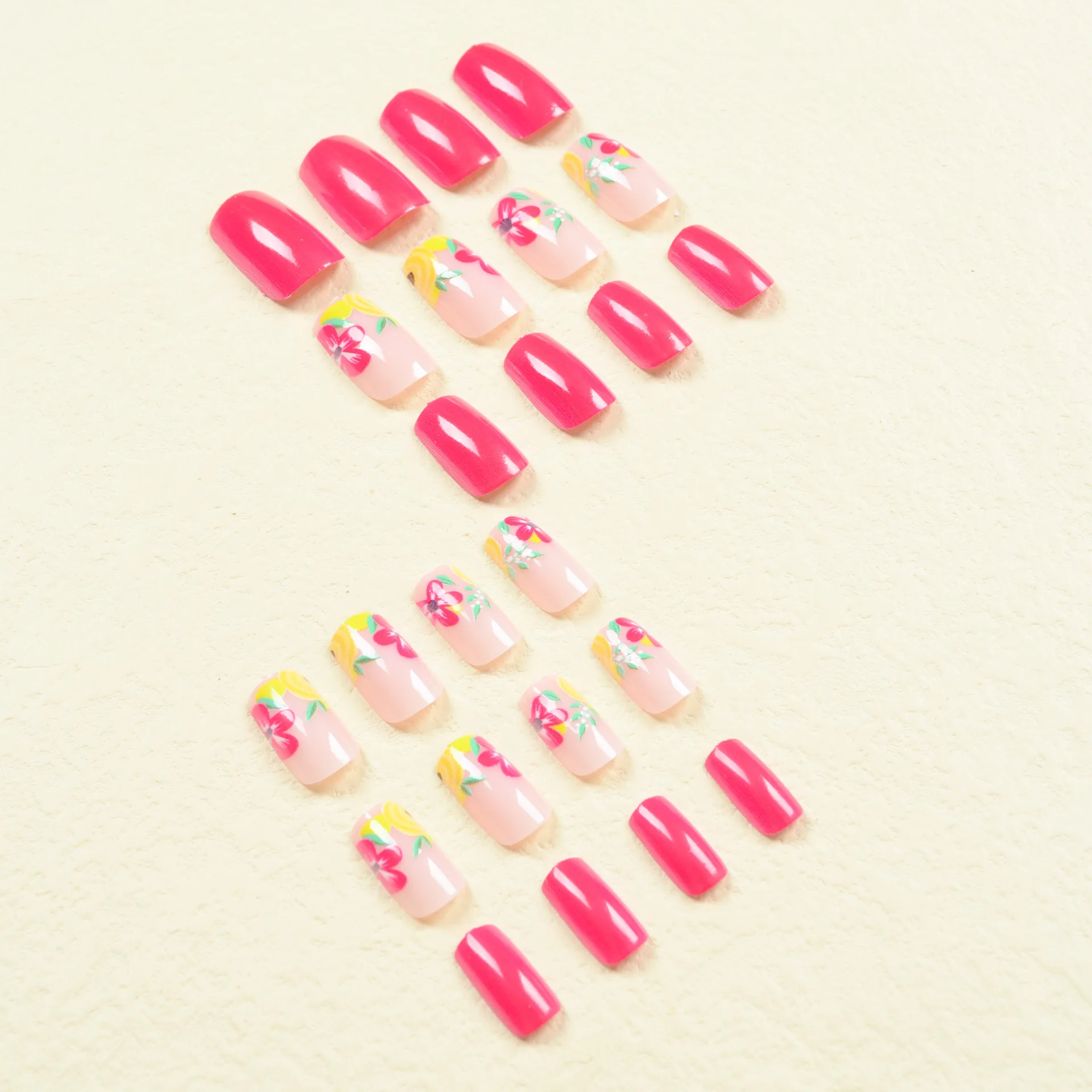24pcs/set Long Medium short fake nails for women girls cute bow flowers decoration french tips faux ongles press on false nail