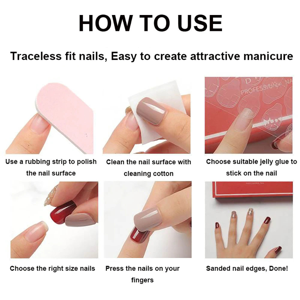 24pcs/set Long Medium short fake nails for women girls cute bow flowers decoration french tips faux ongles press on false nail