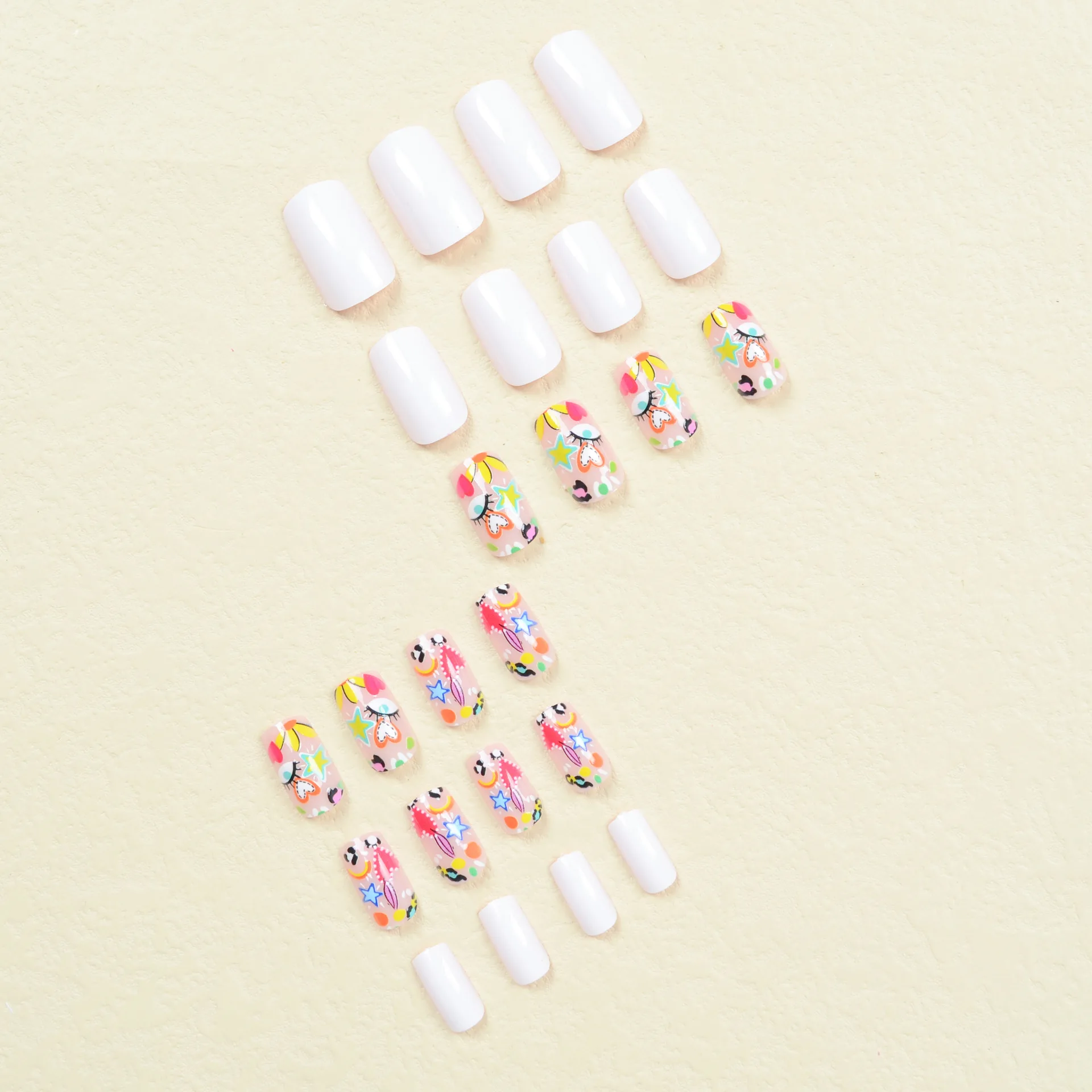 24pcs/set Long Medium short fake nails for women girls cute bow flowers decoration french tips faux ongles press on false nail