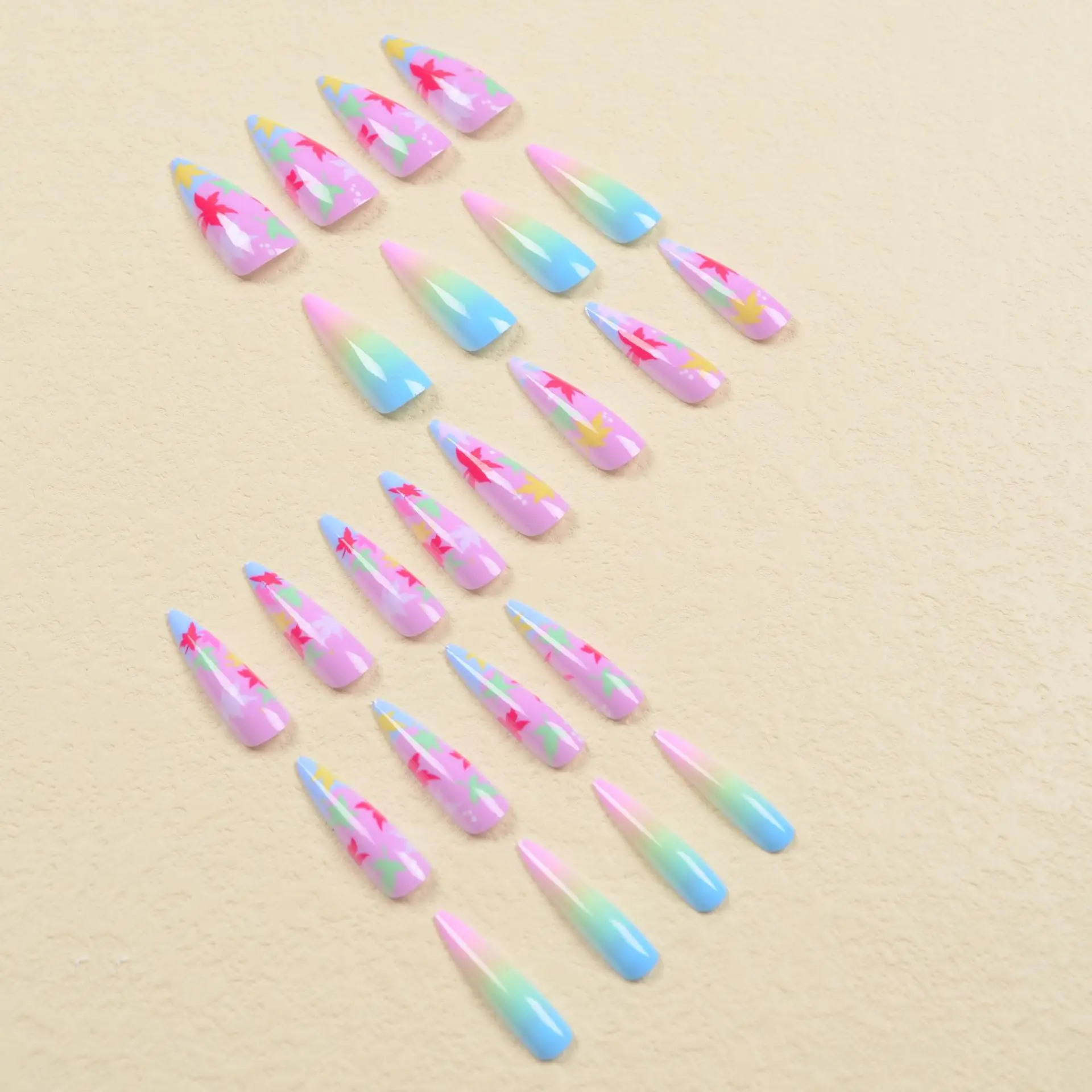 24pcs/set Long Medium short fake nails for women girls cute bow flowers decoration french tips faux ongles press on false nail
