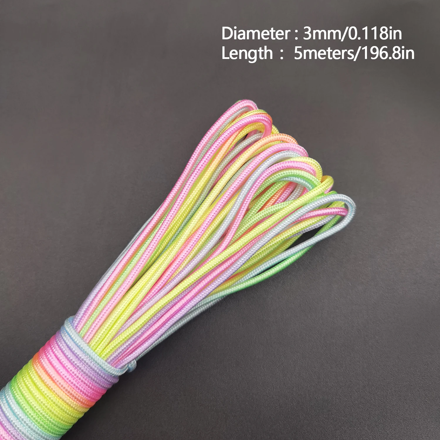 5/10/31meters 2mm/3mm/4mm Diameter Rainbow Pope 7 Strands Parachute Rope Climbing Camping Survival Gear Parachute Rope Bracelet