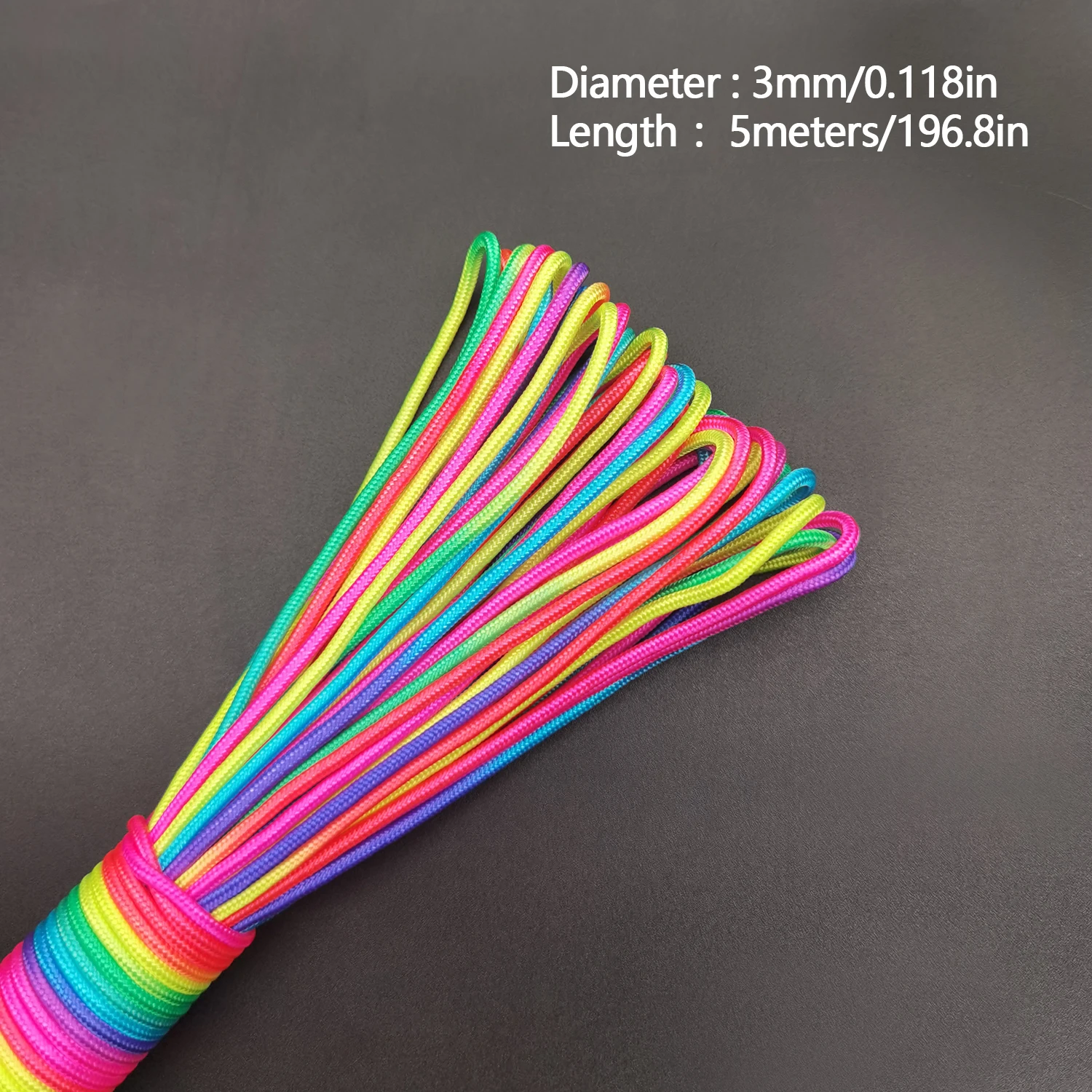 5/10/31meters 2mm/3mm/4mm Diameter Rainbow Pope 7 Strands Parachute Rope Climbing Camping Survival Gear Parachute Rope Bracelet