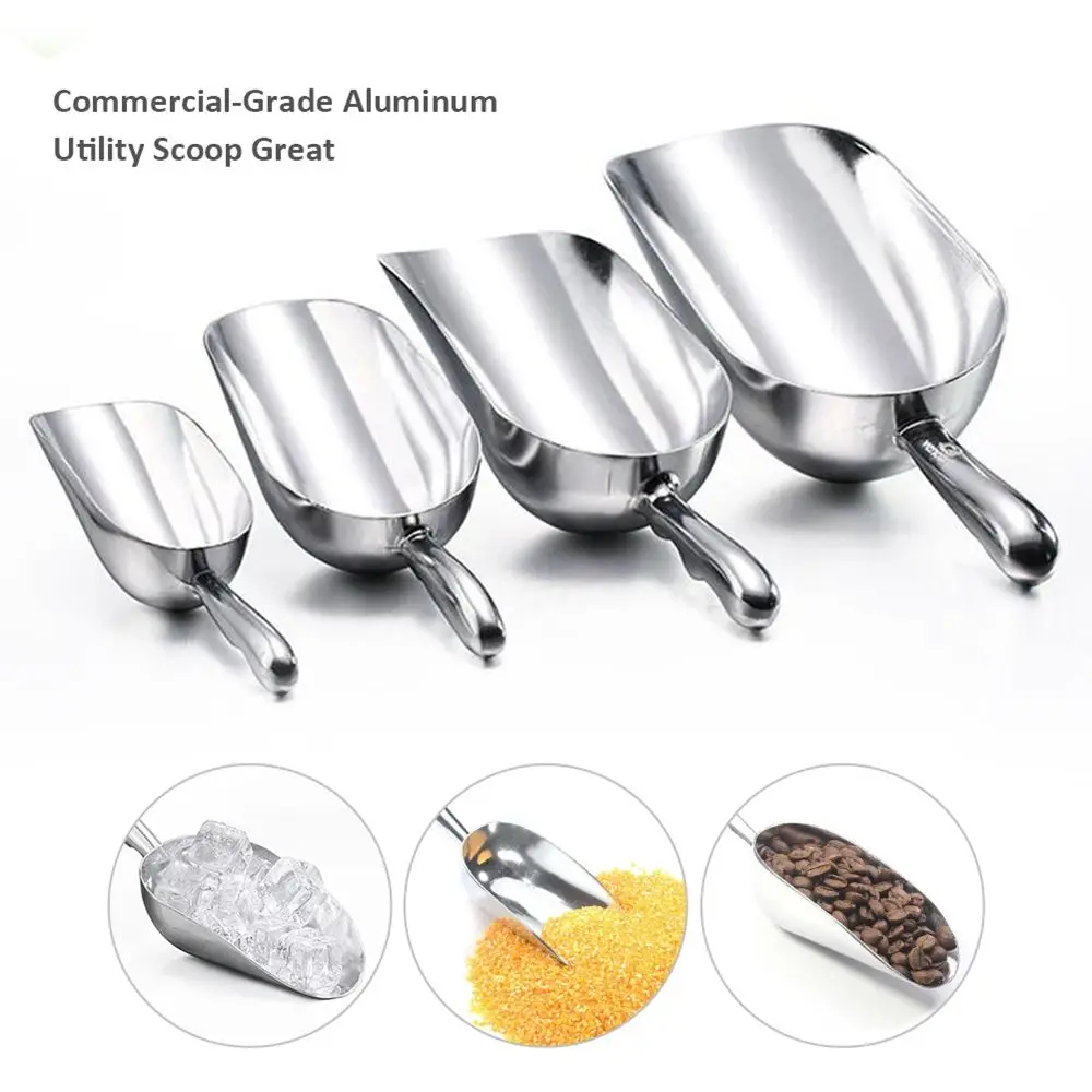 1080ML Multi-function Premium Ice Scoop Aluminum Alloy Ergonomic Handle Food Scoop Grain Shovel Bar Tool