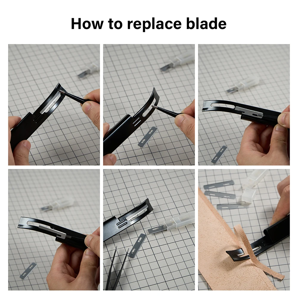 WUTA Sharp Leather Safety Beveler Skiving Knife Thining Cutting Cutter Knives DIY Leather Craft Tools 3Pcs Replacement Skiver