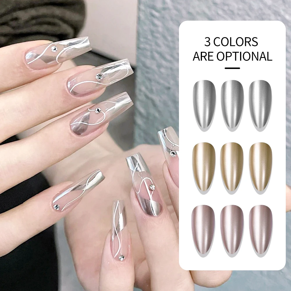 1Box Metallic Gel Gold Mirror Effect Gel Nail Polish French Nail Art Line/Flower Painting Gel Glitter UV Gel Nail Soak Off #8YQW