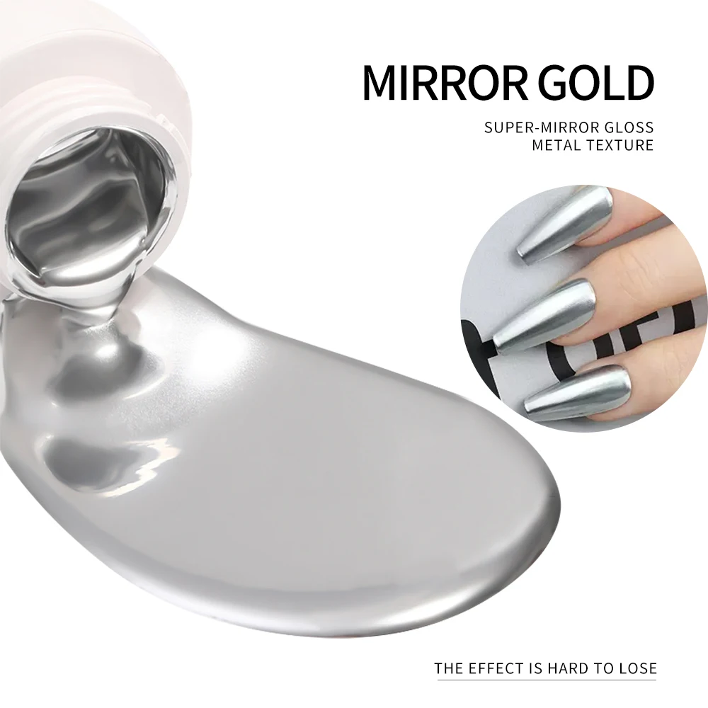 1Box Metallic Gel Gold Mirror Effect Gel Nail Polish French Nail Art Line/Flower Painting Gel Glitter UV Gel Nail Soak Off #8YQW
