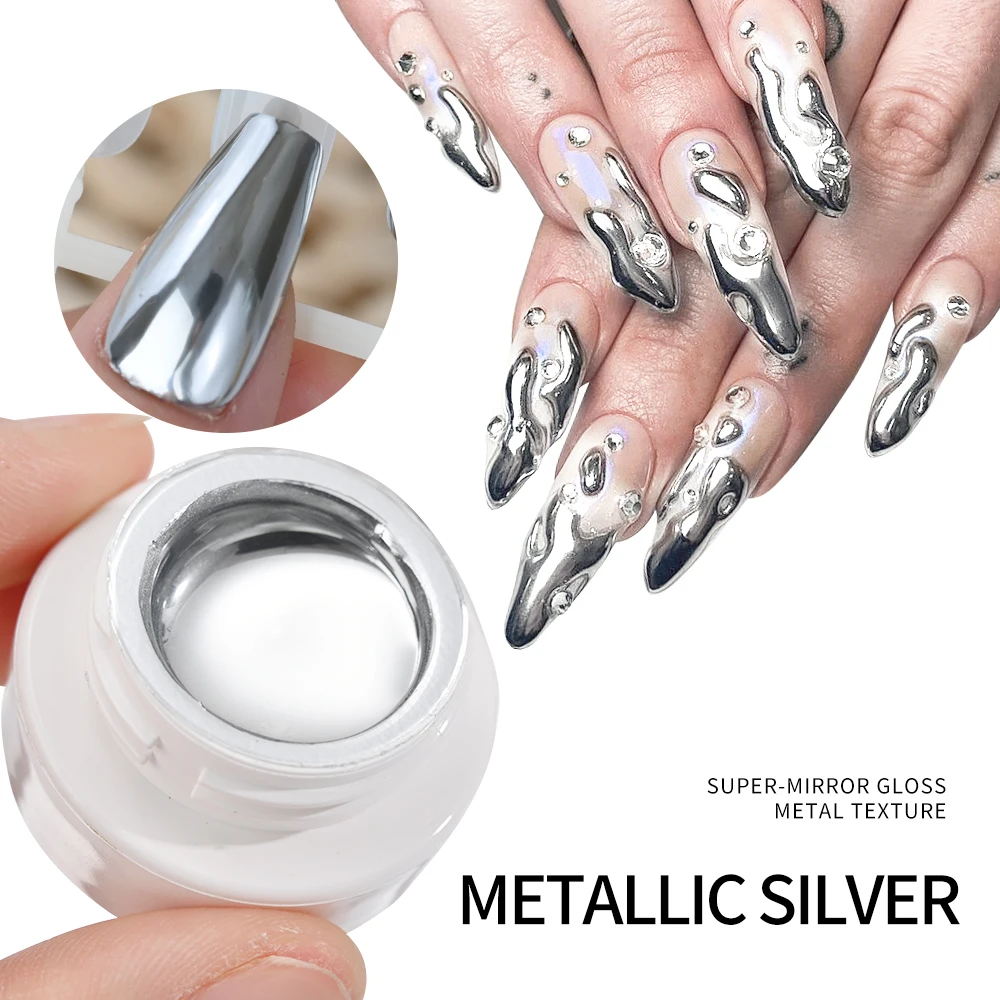 1Box Metallic Gel Gold Mirror Effect Gel Nail Polish French Nail Art Line/Flower Painting Gel Glitter UV Gel Nail Soak Off #8YQW