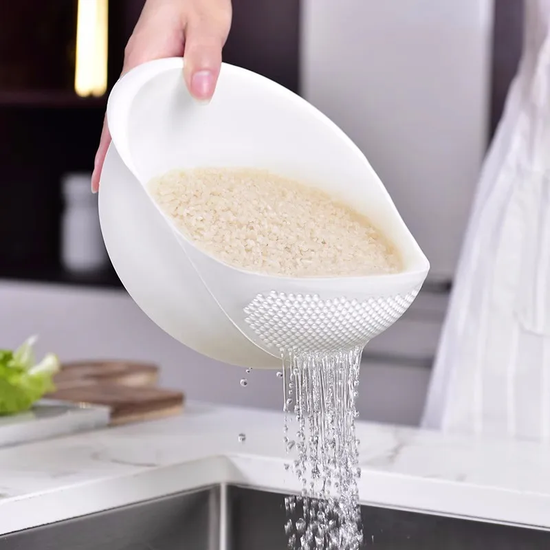Rice Sieve Plastic Colander Kitchen Drain Basket with Handles Rice Bowl Strainer Basket Sink Drain Kitchen Tools