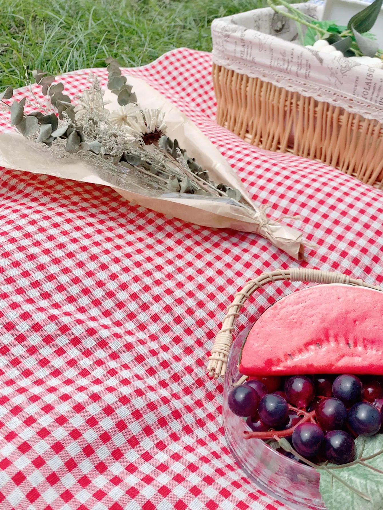 Rde Picnic Outdoor Blanket, Foldable Blankets Gingham Picnic Mat Tablecloth