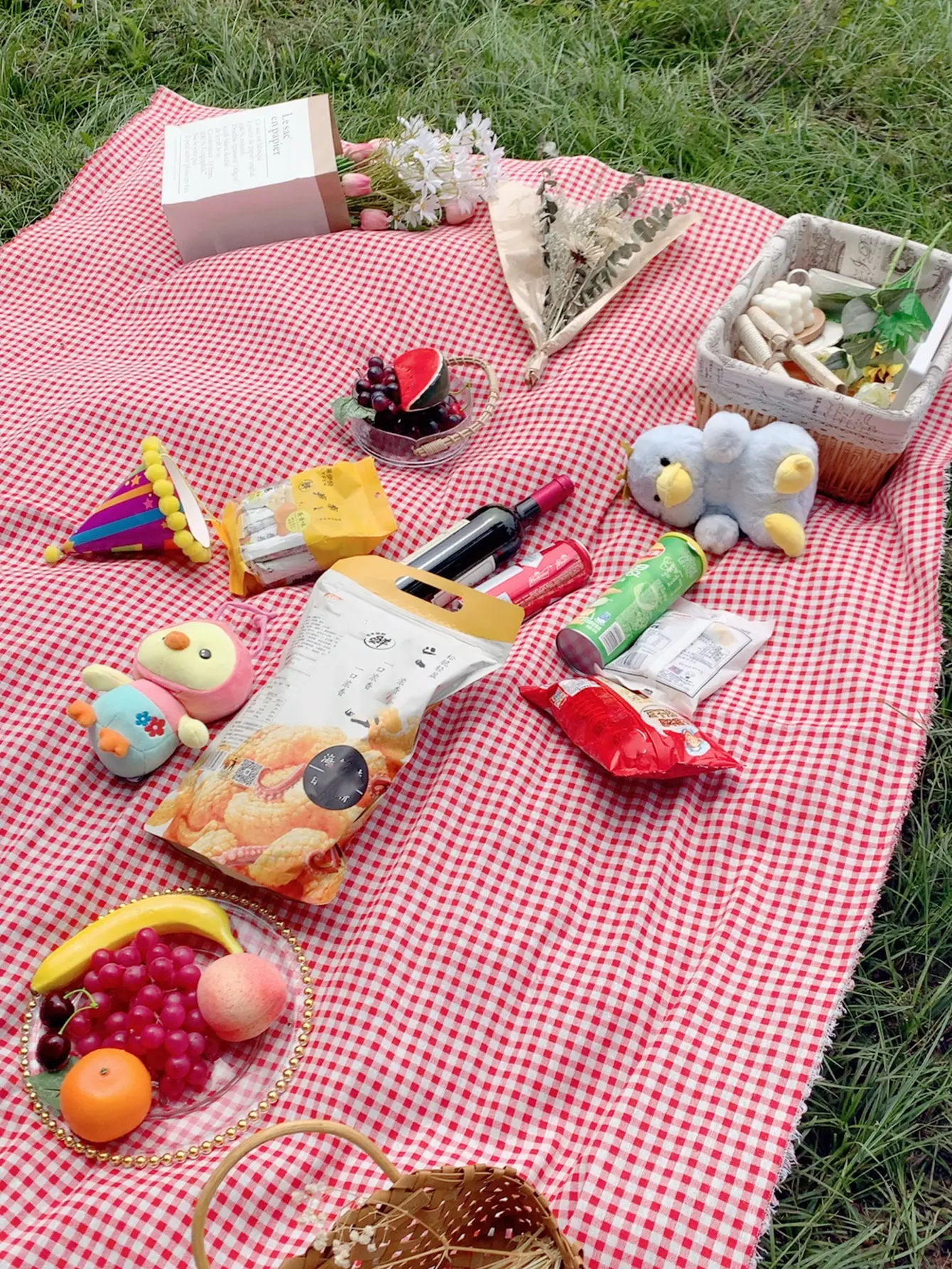 Rde Picnic Outdoor Blanket, Foldable Blankets Gingham Picnic Mat Tablecloth