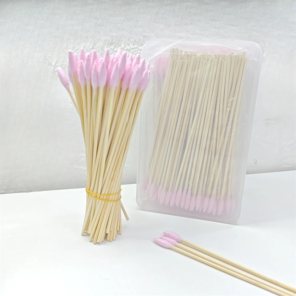 100/300Pcs 6 Inch Long Cotton Swabs with Wooden Handles, Cotton Tipped Applicator for Cleaning, Cotton Sticks Oil Makeup