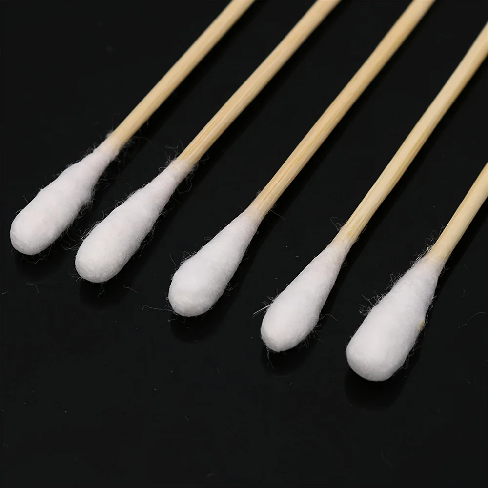 100/300Pcs 6 Inch Long Cotton Swabs with Wooden Handles, Cotton Tipped Applicator for Cleaning, Cotton Sticks Oil Makeup