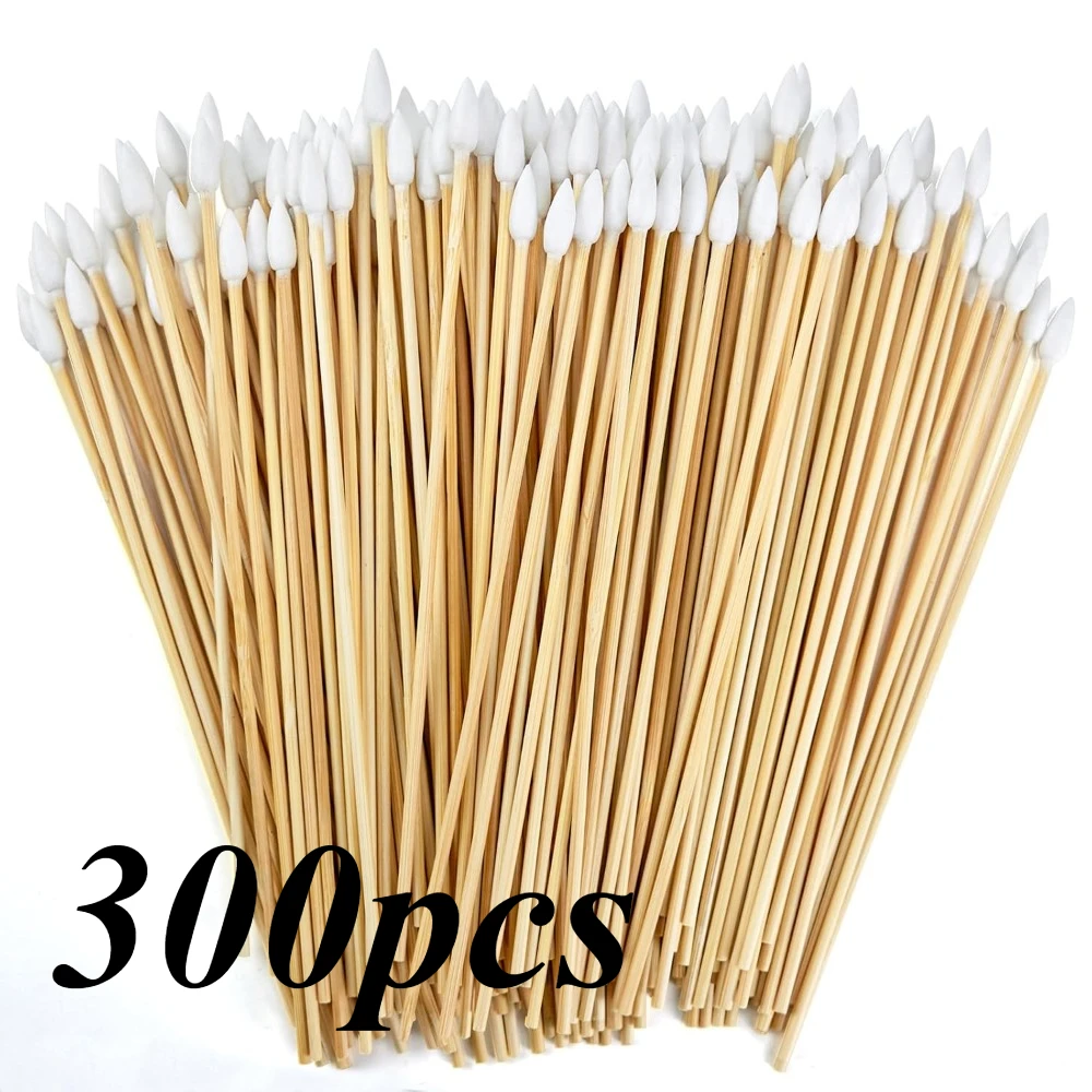 100/300Pcs 6 Inch Long Cotton Swabs with Wooden Handles, Cotton Tipped Applicator for Cleaning, Cotton Sticks Oil Makeup