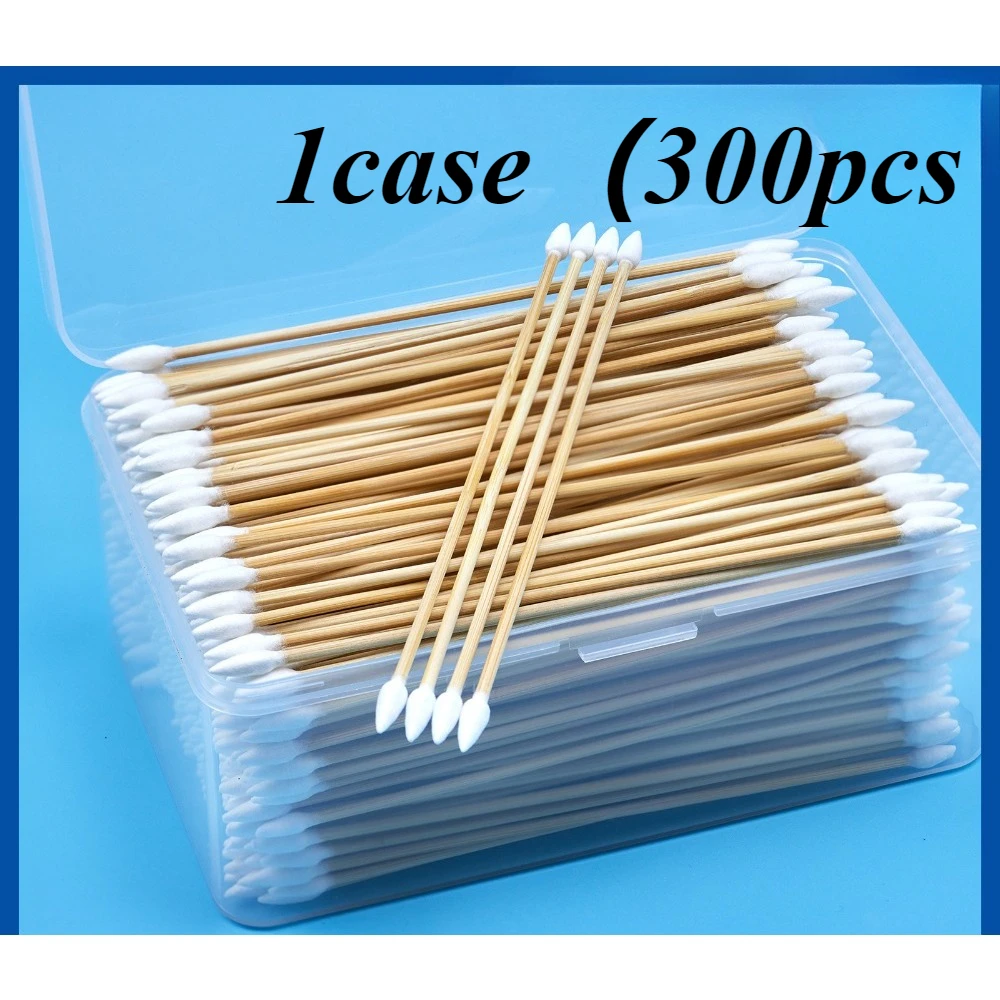 100/300Pcs 6 Inch Long Cotton Swabs with Wooden Handles, Cotton Tipped Applicator for Cleaning, Cotton Sticks Oil Makeup