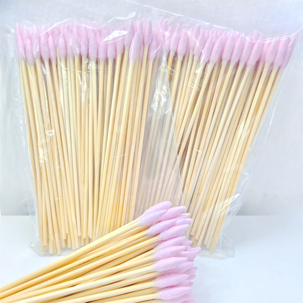 100/300Pcs 6 Inch Long Cotton Swabs with Wooden Handles, Cotton Tipped Applicator for Cleaning, Cotton Sticks Oil Makeup