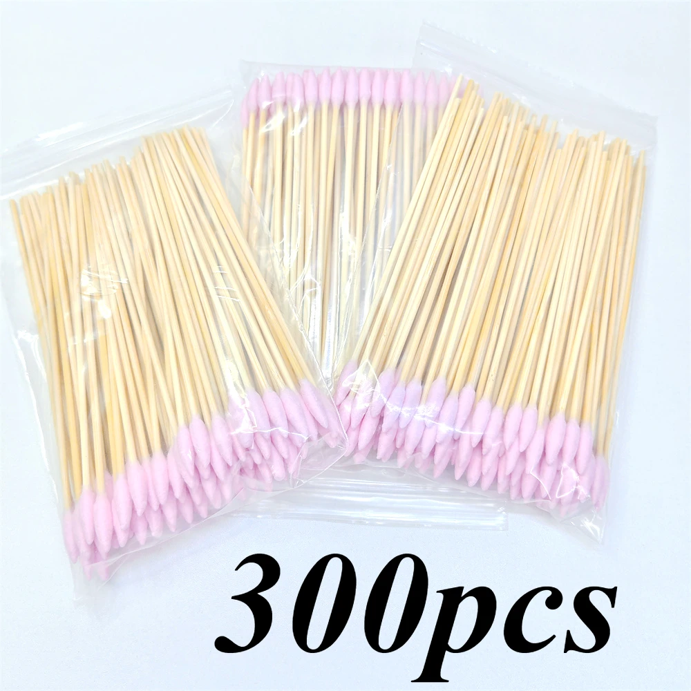100/300Pcs 6 Inch Long Cotton Swabs with Wooden Handles, Cotton Tipped Applicator for Cleaning, Cotton Sticks Oil Makeup