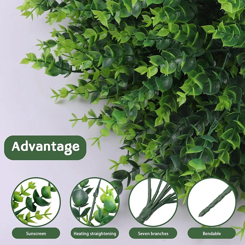 7 Heads35 Mesh Artificial Plants Green Eucalyptus Christmas Wreath for Wedding Home Balcony Bonsai Decoration DIY Shooting Props