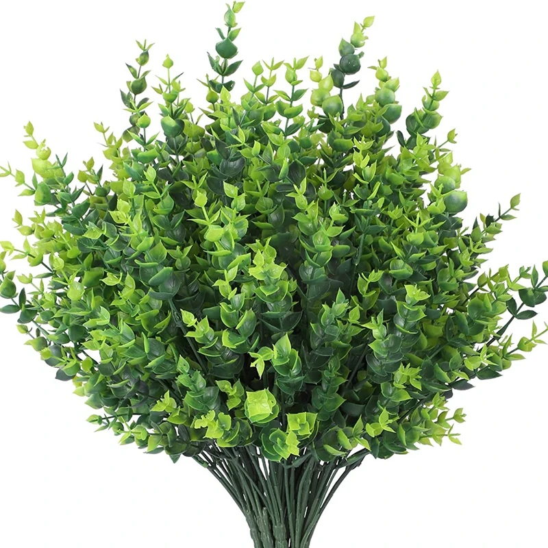 7 Heads35 Mesh Artificial Plants Green Eucalyptus Christmas Wreath for Wedding Home Balcony Bonsai Decoration DIY Shooting Props