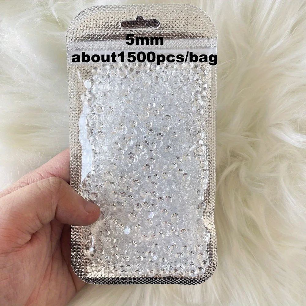 1500 Pcs/Pack Semi-circular Clear Bubble Beads 3-5mm Mermaid Tears White Nail Stickers Resin Diamonds Nail Art Rhinestone Decora