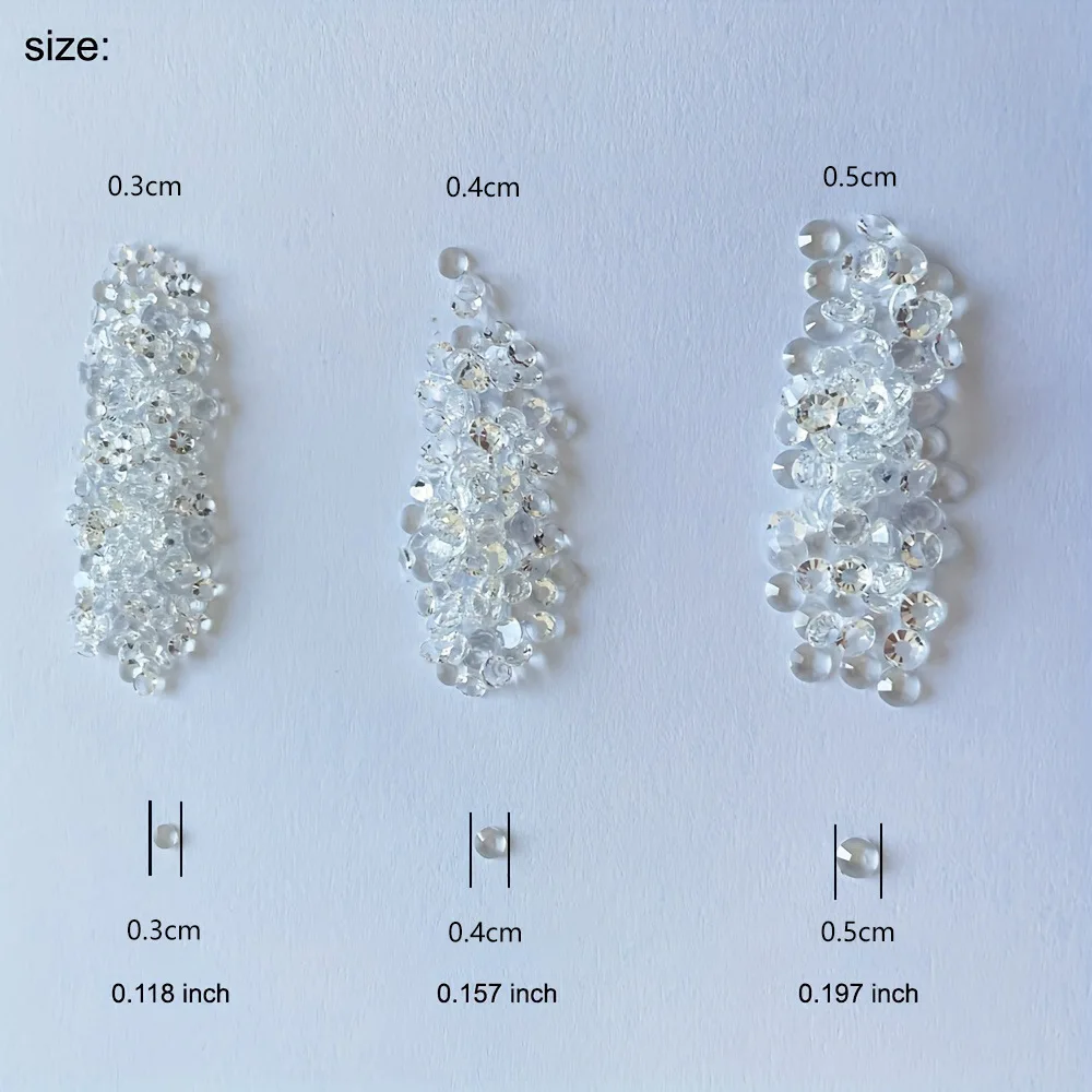 1500 Pcs/Pack Semi-circular Clear Bubble Beads 3-5mm Mermaid Tears White Nail Stickers Resin Diamonds Nail Art Rhinestone Decora