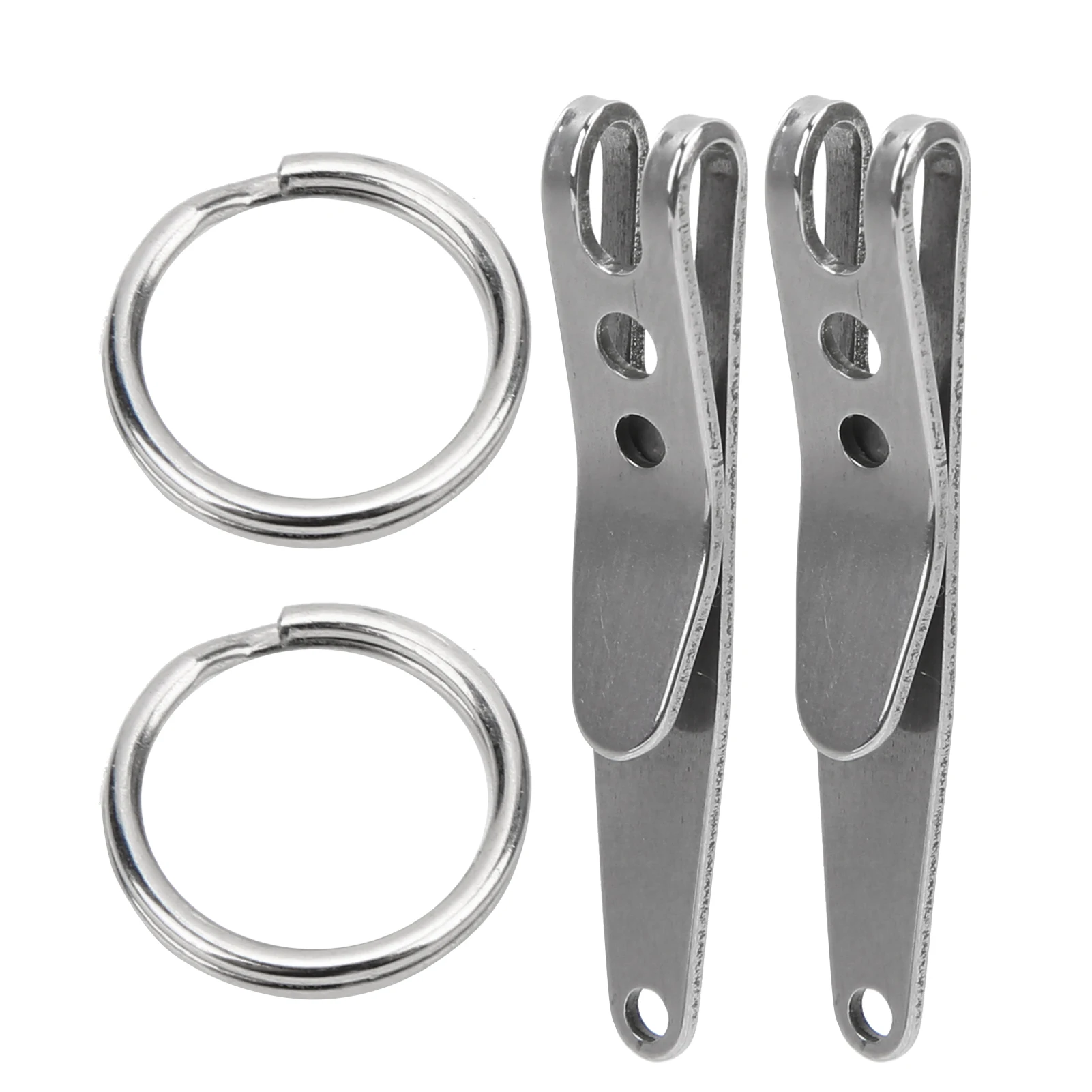 2Pcs Outdoor Belt Clip Stainless Steel Suspension Pocket Clip Key Holder with Keychain Mini Suspension Clip Keychain Pocket Clip