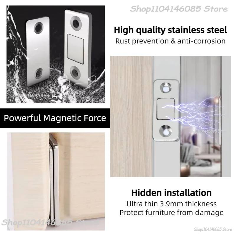 Strong Magnetic Cabinet Catches Ultra-Thin Door Magnets Stops Invisible Adhesive Drawer Magnet Catch for Kitchen Closet Closer