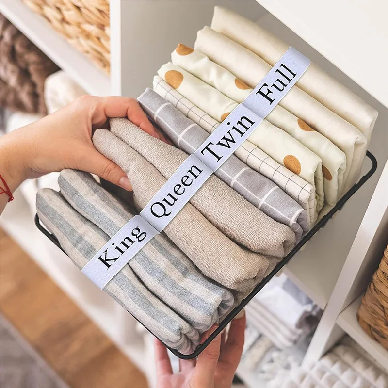 4Pcs Elastic Bedsheets Bands Bed Sheet Clothes Storage Organizer Sheet Closet Organization Labels Letter Sheet Straps
