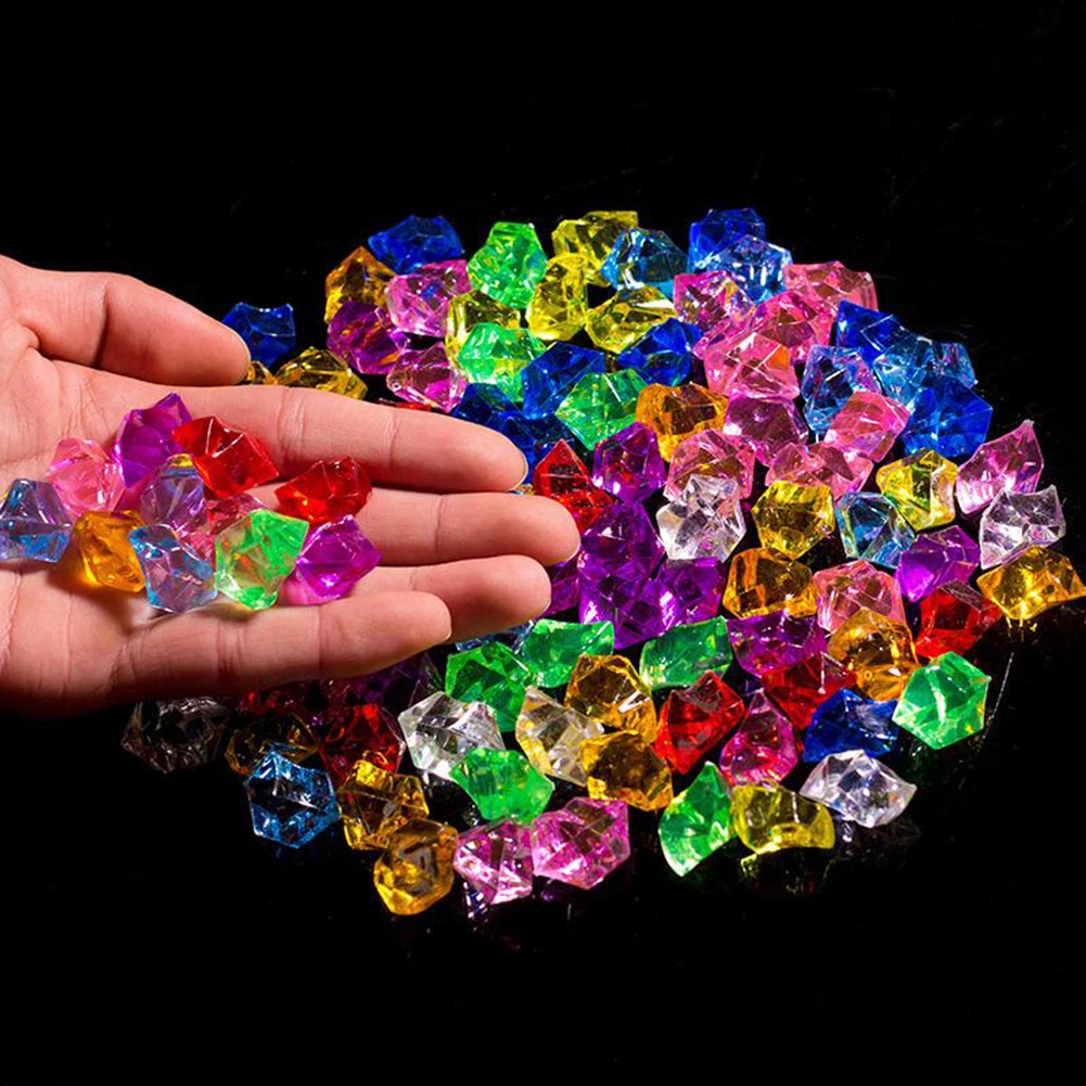 200PCS Acrylic Stones Crystal Acrylic Gem Stone Kids Mixed Color Ornaments Vase Wedding Party 6*9mm Accessories DIYJewelry Decor