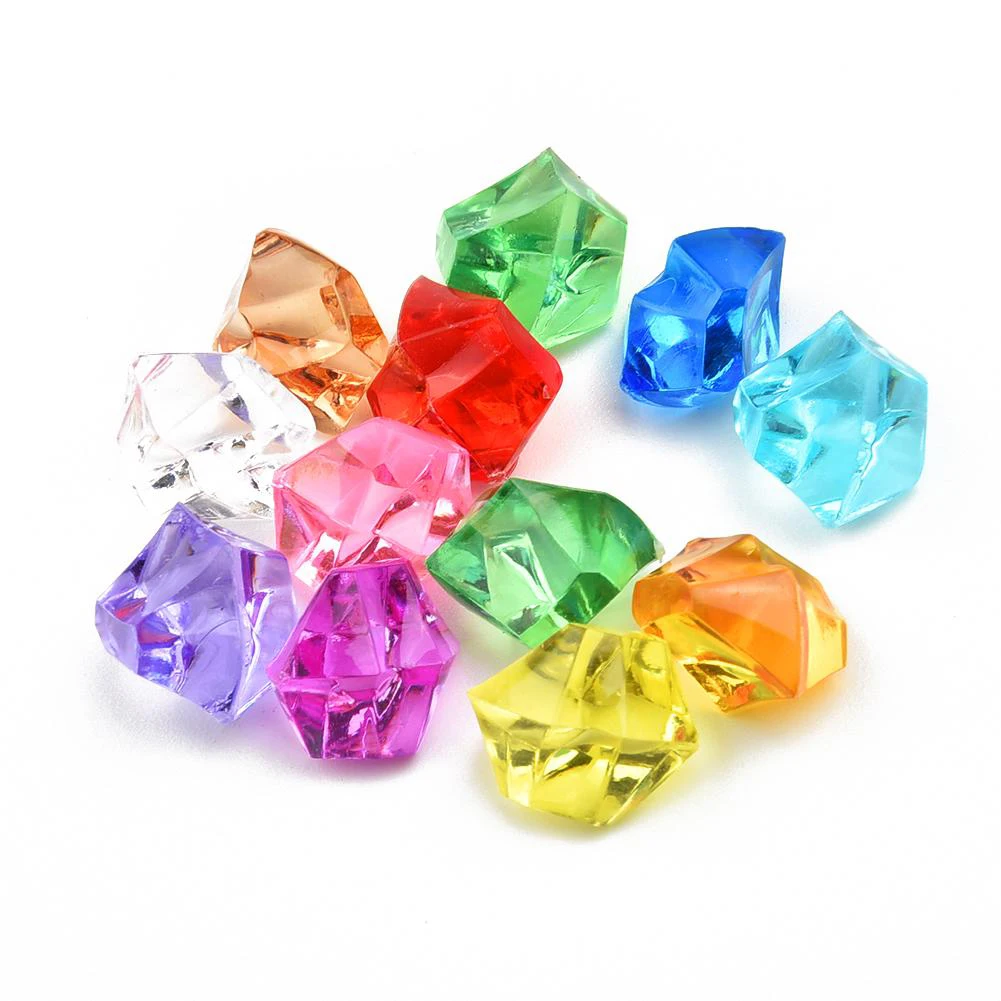 200PCS Acrylic Stones Crystal Acrylic Gem Stone Kids Mixed Color Ornaments Vase Wedding Party 6*9mm Accessories DIYJewelry Decor